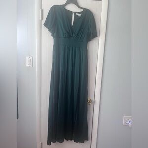 Baltic Born Prague Satin Maxi Dress in Dark Green size XL